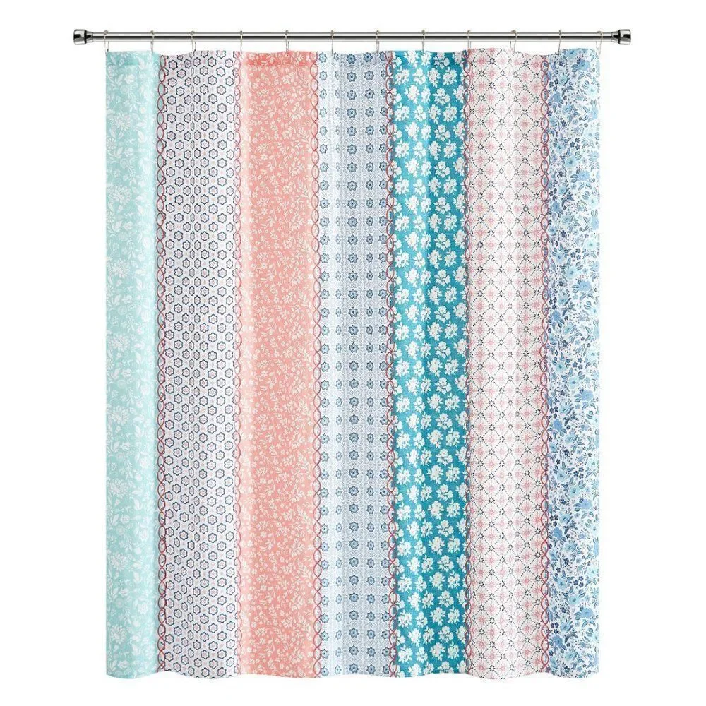 NEW - The Pioneer Woman Ditsy Patchwork Cotton-Rich Shower Curtain, 72